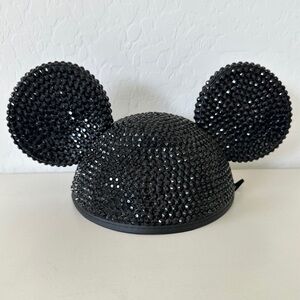 Custom Made Disney Disneyland Black Rhinestone Mouse Ear Hat Cap, Adult Sized